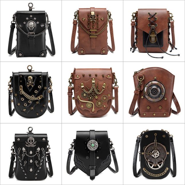 TEMU Cross Border Medieval European and American Retro Women's Crossbody Bag Personalized Mini Punk Rivet Single Shoulder Mobile Phone Satchel