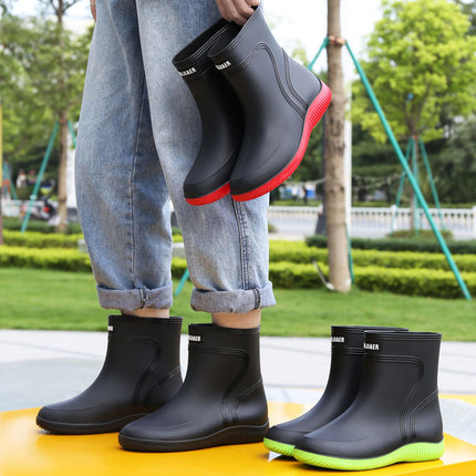 [Daifa] Men's Short and Medium Rain Shoes for Kitchen Site Fishing Waterproof Shoes Thickened Warm Rubber Shoes Rain Boots