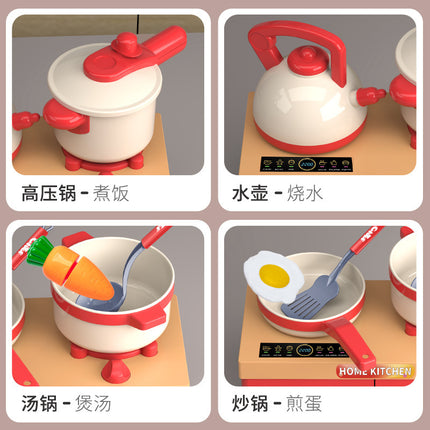Children's Play House Small Kitchen Toy Set for Cutting Vegetables, Cooking and Cooking, Baby Cutting Fruits, Boys and Girls Kitchen Utensils and Stoves