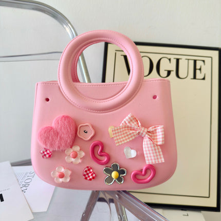 Cross-border new ladies handbag cartoon love fashion round travel storage bag eva hole bag beach bag
