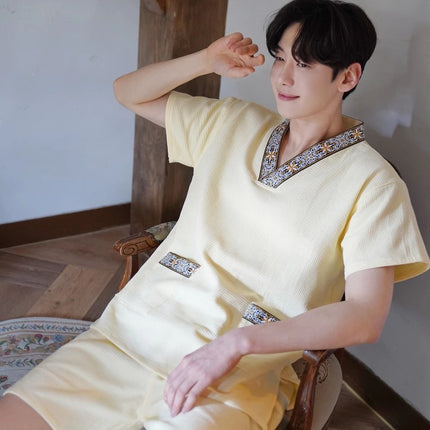 Cotton Sweat Steaming Suit Waffle Fabric Men and Women Couple Sauna Bathing Suit Massage Foot Massage Suit Large Size Home