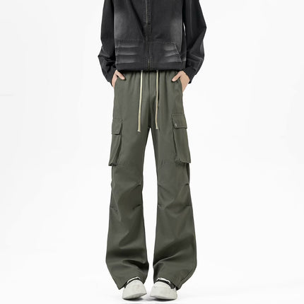 American Retro Maillard Brown Paratrooper Crane Pants for Men and Women Spring Loose Straight Wide Leg Pants Casual Floor Pants