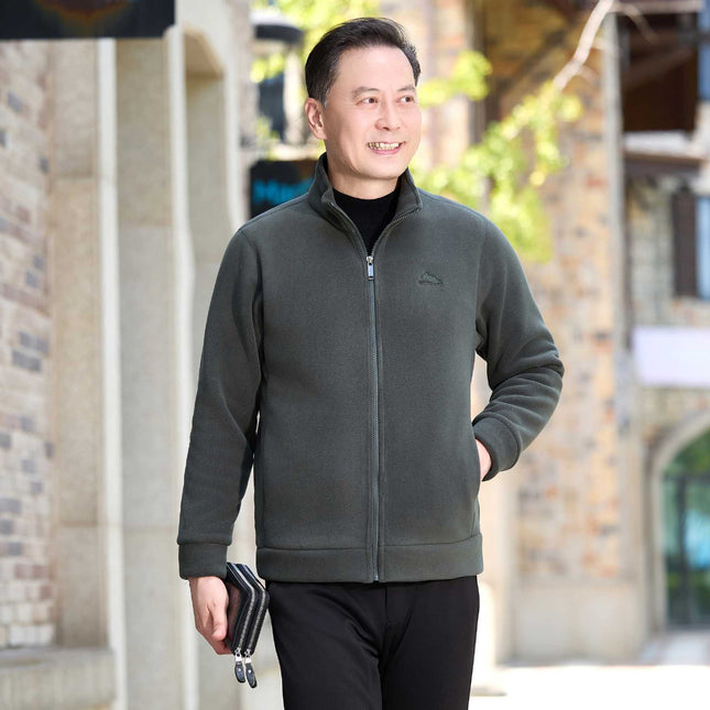 Middle-Aged Men's Velvet Thickened Jacket Autumn and Winter Casual Dad Wear Fleece Warm Fashion Zipper Shirt