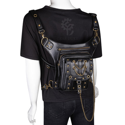 New Style Bag Women's Steampunk Retro Bag Shoulder Crossbody Bag Women's Fashionable Outdoor Mobile Phone Chain Waist Bag for Men