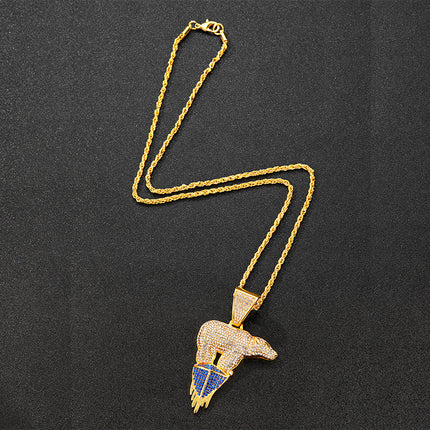 European and American New Environmentally Friendly Theme Glacier Polar Bear Polar Bear Hip-Hop Diamond Pendant Cuban Chain Jewelry