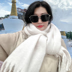 Milky White [thickening and lengthening]] / 220CM with tassels