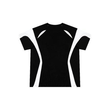 Cross-Border Supply Manufacturer Direct Sales T-Shirt Custom Round Neck Contrasting Color Splicing Loose Short-Sleeved T-Shirt Blank Board Summer