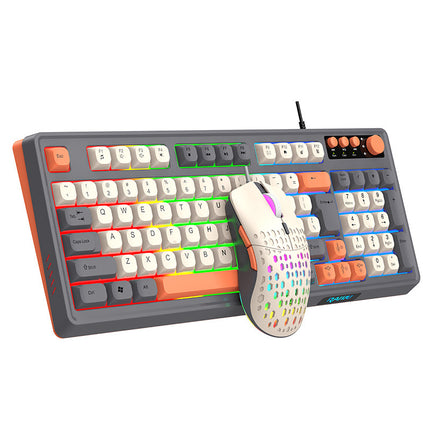 RAIKU Lei Kui K98/T98 customized game keyboard and mouse suit three-color wired luminous desktop 98 keys
