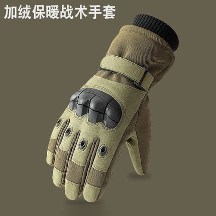 Winter Warm Tactical Gloves Men's Soft Rubber Shell Protective Plus Velvet Full-Finger Touch Screen Outdoor Cycling Cold-Proof Gloves