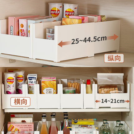 Telescopic Japanese-Style Right-Angle Storage Box Kitchen Cabinet Storage Box Removable Desktop Debris Organizer Deep Cabinet Storage Basket