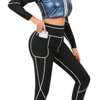 (pu blue) spliced long sleeves + trousers suit / S