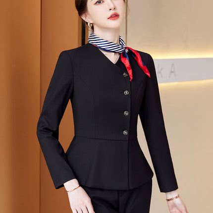 High-end professional suit spring and autumn fashion temperament goddess style skirt administrative overalls front desk manager interview tooling