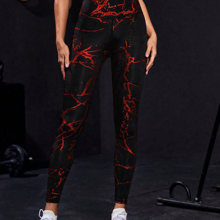 European and American Style Gold-Stamped Yoga Pants for Women, High-Waisted, Butt-Lifting, Sun-Protective, Sports Cropped Pants, Trendy Tight-Fitting Quick-Dry Training Fitness Pants