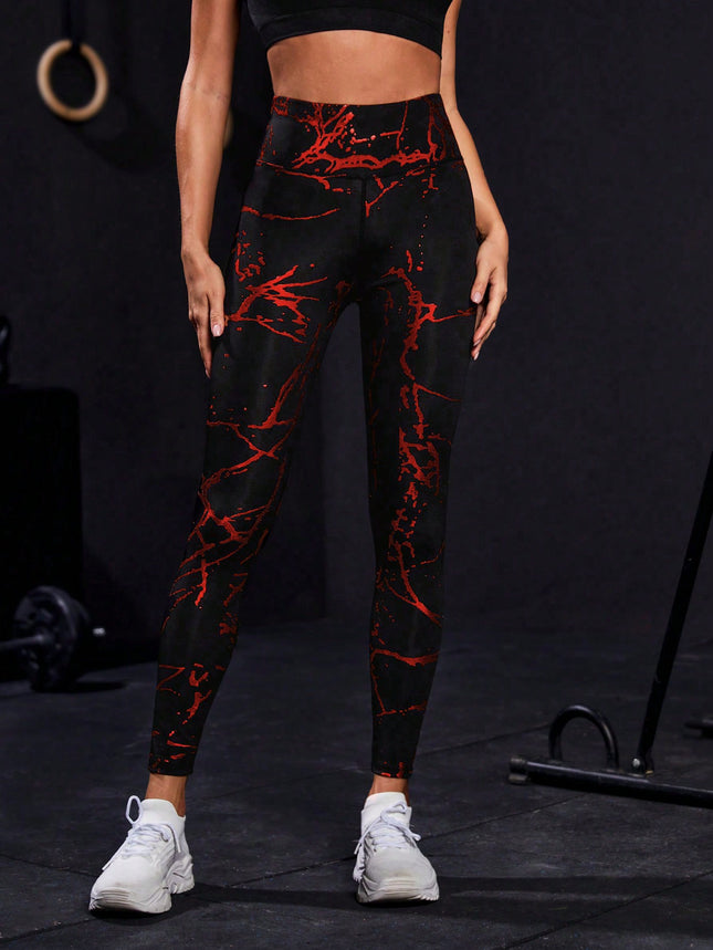 European and American Style Gold-Stamped Yoga Pants for Women, High-Waisted, Butt-Lifting, Sun-Protective, Sports Cropped Pants, Trendy Tight-Fitting Quick-Dry Training Fitness Pants