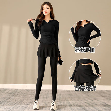 Yoga Fashion Casual Suit Quick-Drying Breathable Running Sports Fitness Clothing Playing Tennis Badminton High-Waist Mesh Skirt