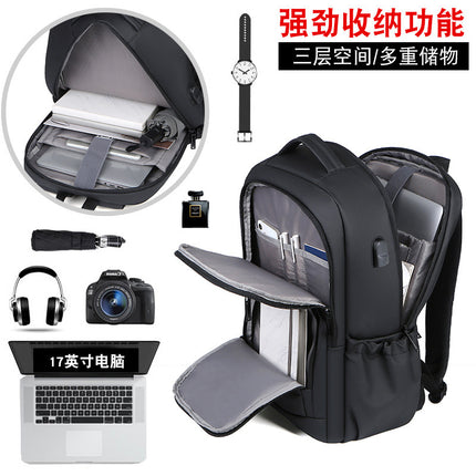 17inch Large Capacity Backpack Multifunctional USB Interface Storage Business Backpack Casual Travel Wear-Resistant Computer Bag