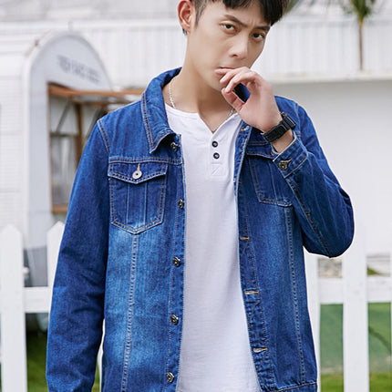 Spring and Autumn Men's Fashion Denim Jacket Korean Fashion Denim Shirt Youth Denim Slim Fit Denim Top Denim Jacket