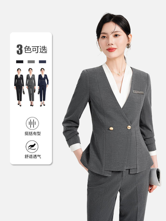 Jewelry Store Work Clothes Women's Autumn and Winter Temperament Goddess Fan Gan Practice Work Clothes OL Formal Occasion Professional Formal Suit Dress