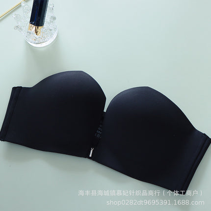 Maiman Mm30 Strapless Bra for Women, Bandeau Style, Push-Up Cup, Wireless, Detachable Bra, Seamless, Anti-Sagging, Nude Feel