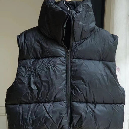 2023 New European and American Style Women's Light Down Cotton Vest Winter Collar Thickened Warm Short Vest
