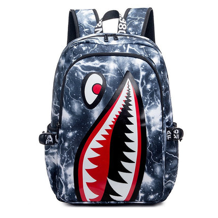 Cross-border Oxford Shark Schoolbag Primary School Grade 4, 5 and 6 Large Capacity Backpack Personalized Simple Backpack for Men