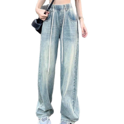 Fashion Suit # Slimming Trendy Two-Piece Sweatshirt with Casual Slimming Floor-Length Wide-Leg Pants Loose Pants