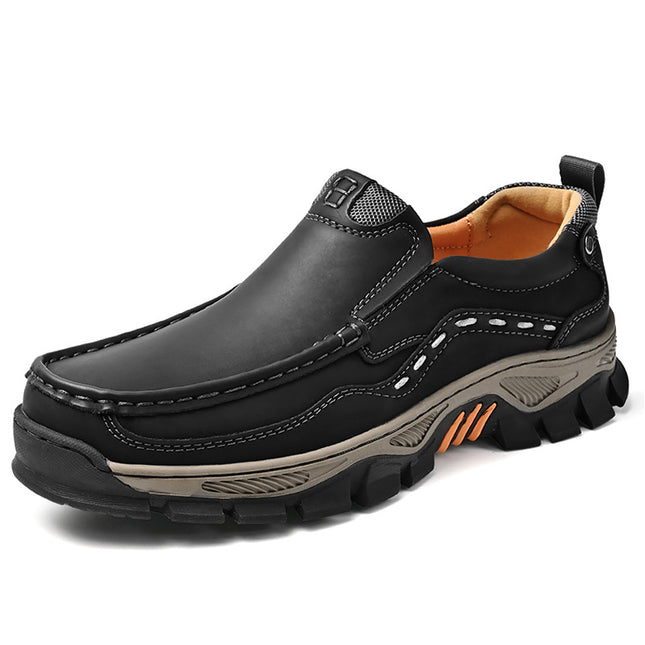 Cross-border plus size men's shoes autumn retro breathable wear-resistant big head leather shoes outdoor low-top sports leisure tooling shoes