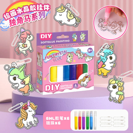 DIY children's crystal plastic painting suit graffiti free plastic painting window pendant keychain sun catcher toy