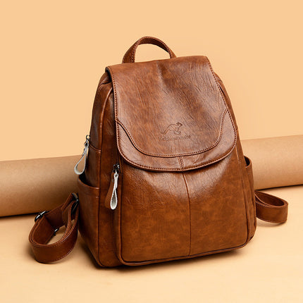 Barrel Kangaroo Women's Bag 2025 New genuine goods Women's Large Capacity Soft Leather Backpack Simple Fashion Travel Bag
