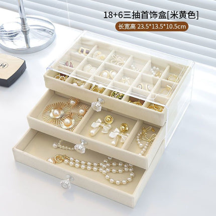 Jewelry Box Flannel Multi-layer Large Capacity Bracelet Necklace Earrings Ring Jewelry Jewelry Storage Box