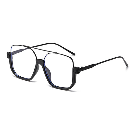 New Transparent Retro Unisex High-grade Large Frame Glasses Sunglasses Tea Black Sense Double Beam Sunglasses