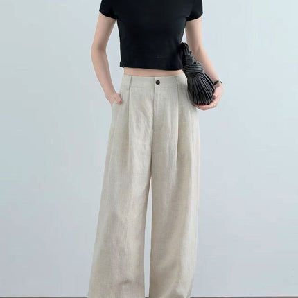 Spring 25-year-old Joker-style Horse Clip Flax Cotton V-neck Vest