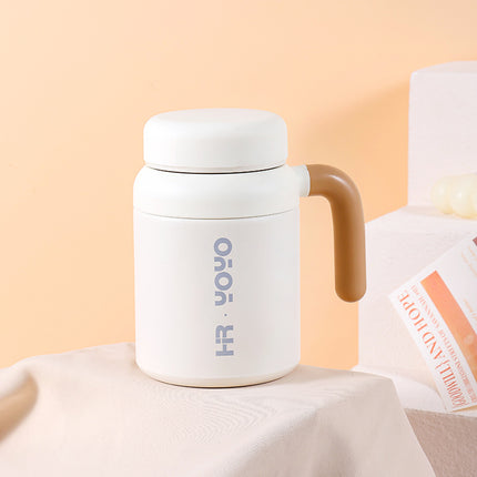 Cartoon cute high-value large-capacity new thermos stainless steel outdoor sports portable rope coffee cup
