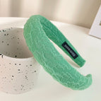 7#Forest green pleated sponge headband