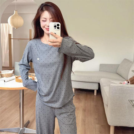 Autumn and Winter 2024 New Women's Wave Cashmere Casual Lazy Crewneck Home Clothes suit Pajamas