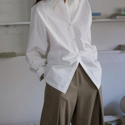 Deconstructionism Back Buckle Tight Waist Slim Shirt Women's Shrink Shrink Shirt