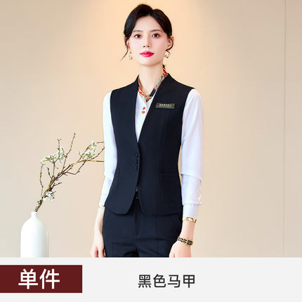 Business Wear Tooling Vest Women's Spring and Autumn New Temperament Hotel Manager Front Desk Reception Overalls with Vest
