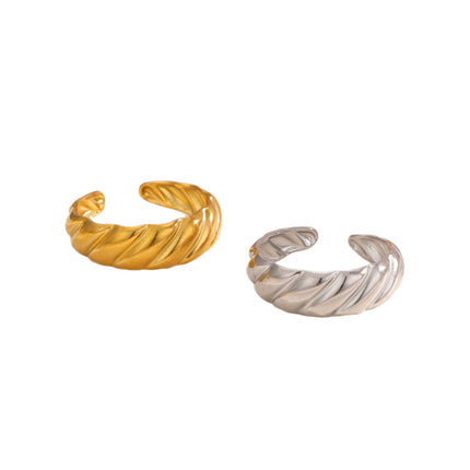European and American New Style Stainless Steel Ring for Women, Fashionable and Simple Vacuum Electroplating 18K Gold Open Hand Jewelry Factory Direct Sale