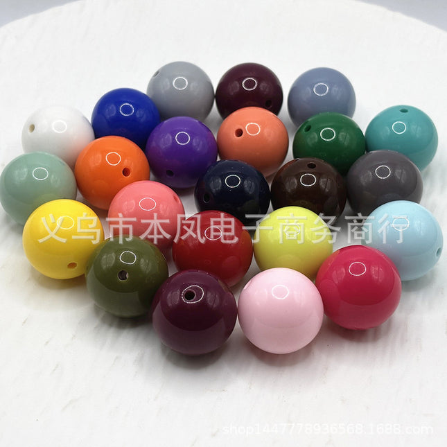 30mm solid color acrylic beads 25mm round beads translucent popular necklace key chain clothing headdress pendant