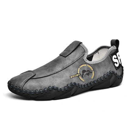 Cross-border Independent Station Amazon Explosions Loafers Handmade Soft Sole Slip-on Casual Leather Shoes Large Size 4748