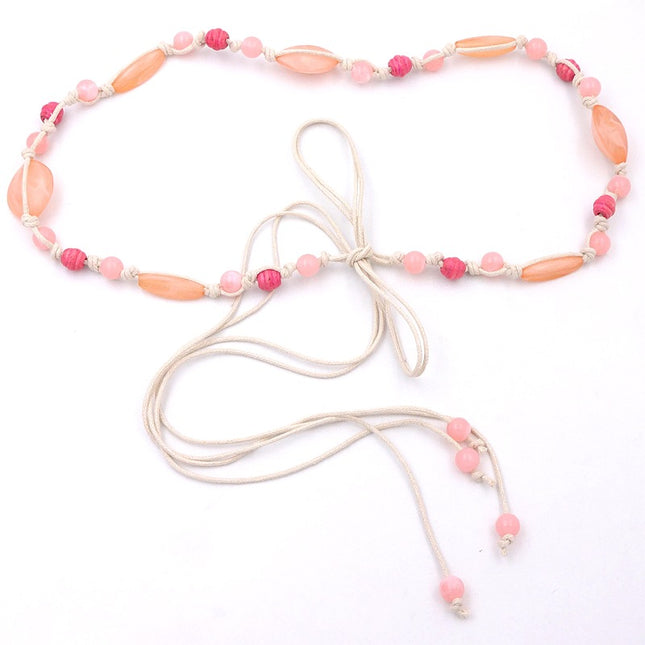 Bohemian style democratic style retro casual waist chain dress waist accessories pink woven waist chain