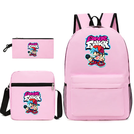 2021 Friday night backpack shoulder bag pencil case three-piece canvas schoolbag set