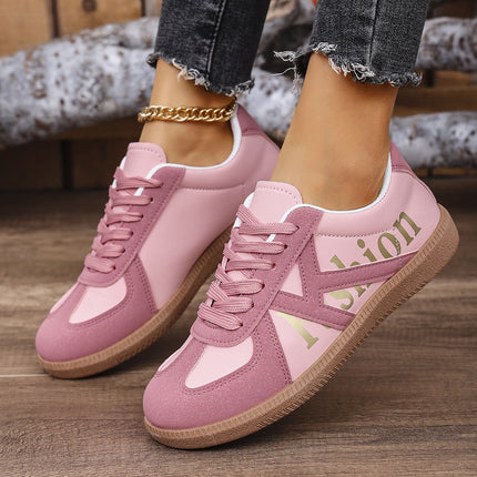 Foreign Trade Large Size 2024 Autum New Flats-Soled Casual Outer Wear Non-Slip Moral Training Shoes Lace-Up Lightweight Sports Shoes for Women