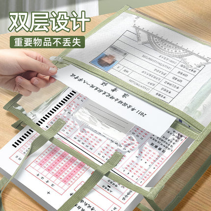 Baiyi Exam Special Bag Double-Layer Transparent Document Bag Student Handbag Waterproof Exam Preparation Document Bag Stationery Bag