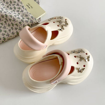Explosive Wear-resistant Butterfly Accessories eva Summer Women's Baotou Slippers Simple Quick-drying Wear-resistant Non-slip Lightweight Height-increasing