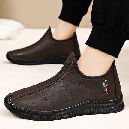 Men's Shoes Winter New Cotton Boots Plus Velvet Thickening Warm Middle-Aged and Elderly Dad's Shoes Non-Slip Slip-On Casual Shoes Cross-Border