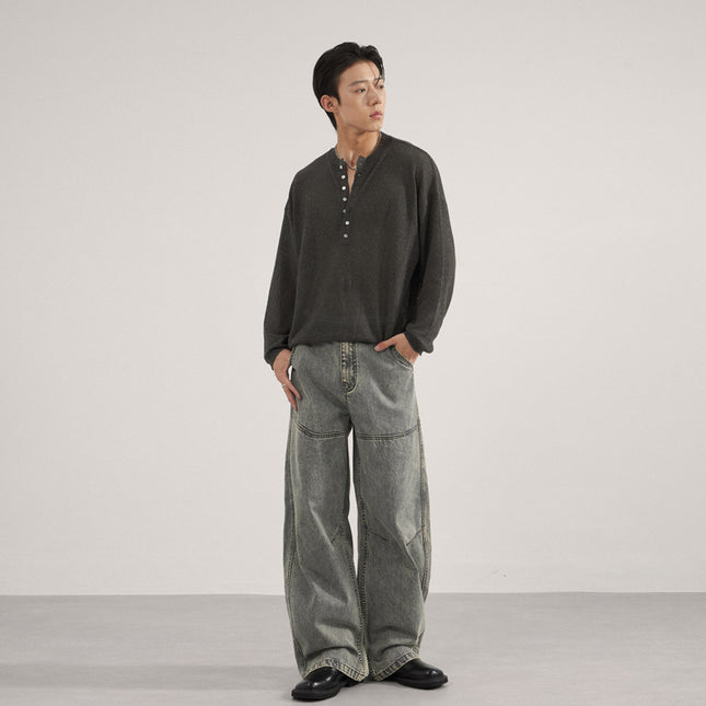 Jiamu American Brown Silhouette Scimitar Casual Pants for Men and Women Baggy Loose Wide-Leg Neutral Draped Banana Pants