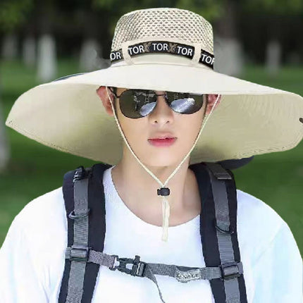 Summer New Style Large Brim Sun Hat for Men, Anti-Uv Outdoor Foldable Face-Covering Sun Protection Breathable Fisherman Hat