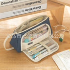 Twill triangle pencil bag [navy blue]