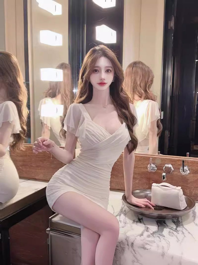 Bundy Ktv Nightclub Spa Club Work Clothes Pedicure Foot Bath Female Technician Work Waist Slimming Look Hip Dress